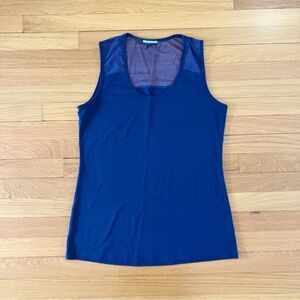 Anatomie Navy Blue Mesh Back Stretch Luxury Europe Basic Travel Tank Large